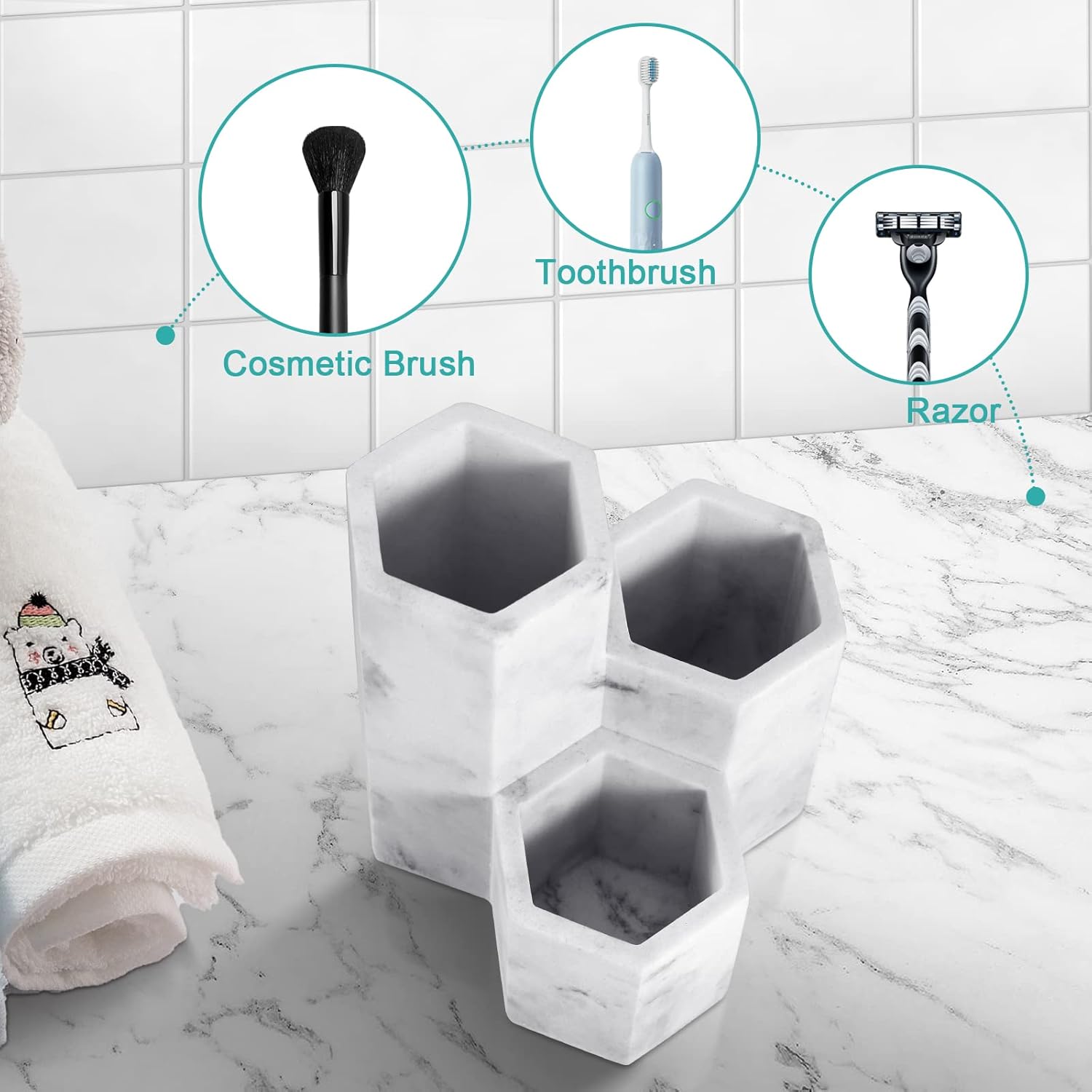 Toothbrush Holders for Bathrooms Toothpaste Holder Stand Bathroom Organizer for Toothbrush Makeup Brushes Holder