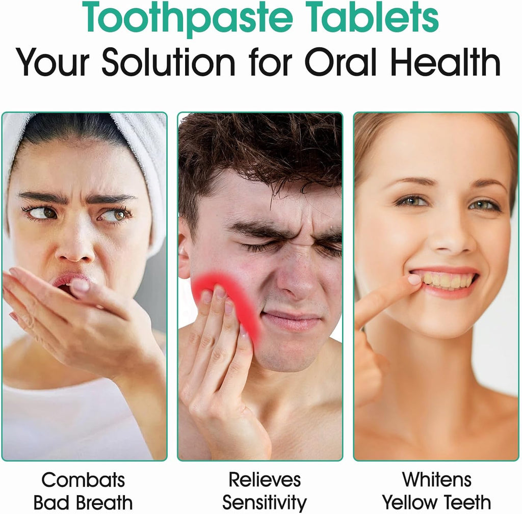 Toothpaste Tablets 150pcs Chewable Whitening - Nano Hydroxyapatite Toothpaste for Sensitive Teeth & Antiplaque -, Natural Peppermint, Fluoride Free - Strengthen & Protect Enamel - Fresh Breath