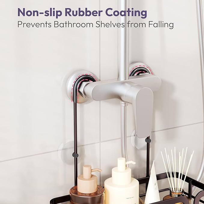 SWTYMIKI Shower Caddy Hanging Organizer - Over the Door Shower Caddy with Soap Holder, 11 Hooks, 2 Installation Ways, Stainless Steel Rustproof Bathroom Organizer, Bronze