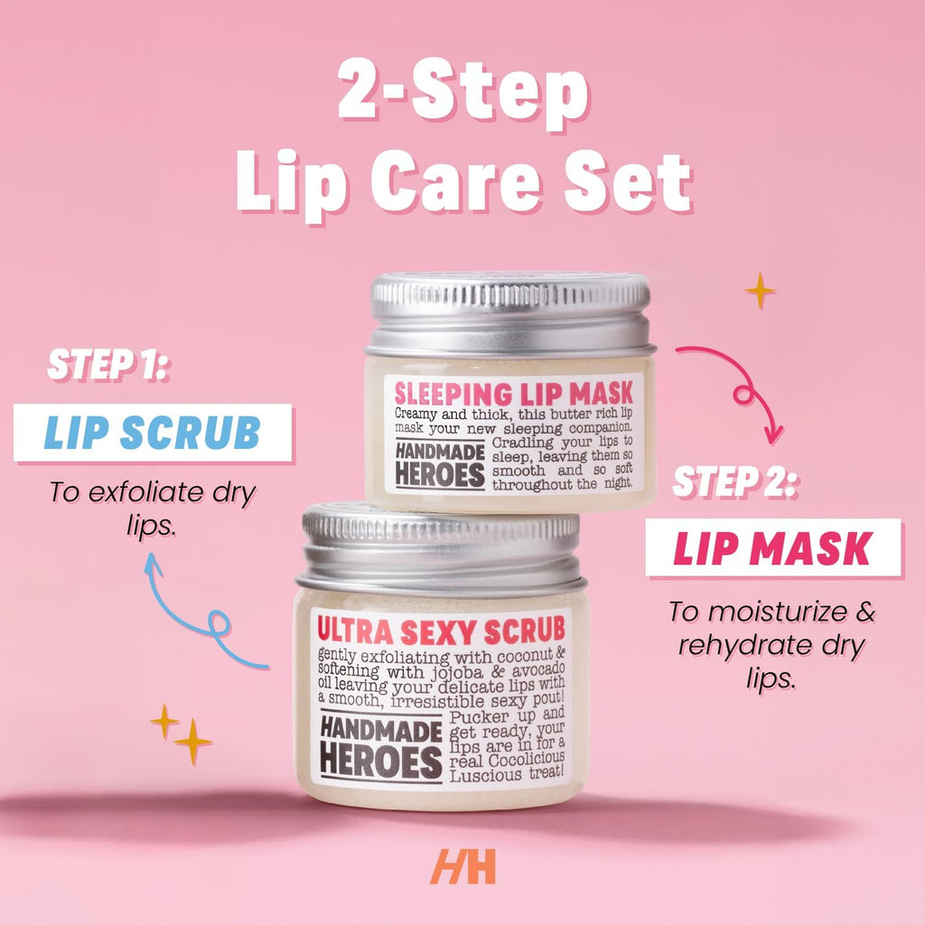 100% Natural Lip Scrub Vegan Conditioning Coconut Lip Exfoliator Gentle Exfoliant Sugar Lip Polish and Lip Exfoliator Scrubber for Chapped and Dry Lips (Lip Scrub and Mask Gift Set) Stocking Stuffers