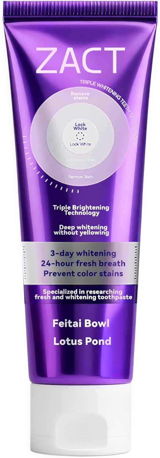 Purple Color Corrector & Whitening Toothpaste, Fluoride-Free for Sensitive Teeth, Deep Stain Remover to Eliminate Plaque & Freshen Breath, Enamel Safe (1)