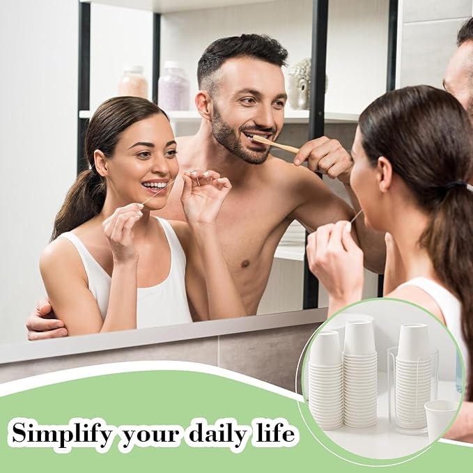 200 Pack Bathroom Cups, White Mouthwash Cups, Disposable Mini Espresso Paper Cups for Bathroom,Travel, Picnic (White, 2, ounces)