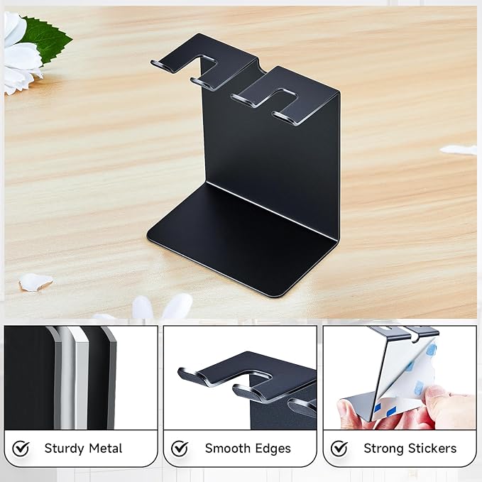 Electric Toothbrush Head Holder, Oukimly Toothbrush Holder Wall Mounted or Desktop, Metal Tooth Brush Holder, Shower Brush Head Holder, Electric Toothbrush Holder for Bathroom (Black, Small)