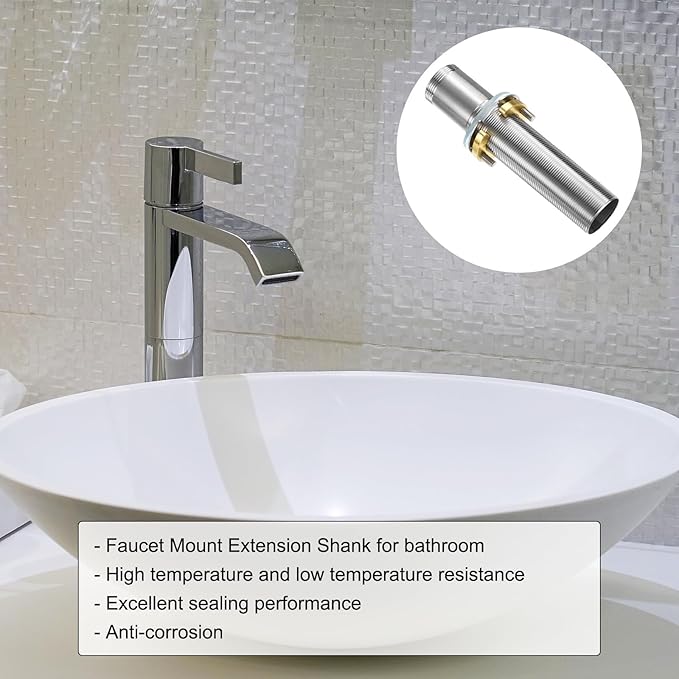 uxcell Faucet Mount Extension Shank 6"x 1.25" Stainless Steel Pipe Faucet Extension Nipple Locknut Kit with Stainless Steel Thick Anti-Loose Nut and Gasket Fittings for Basin