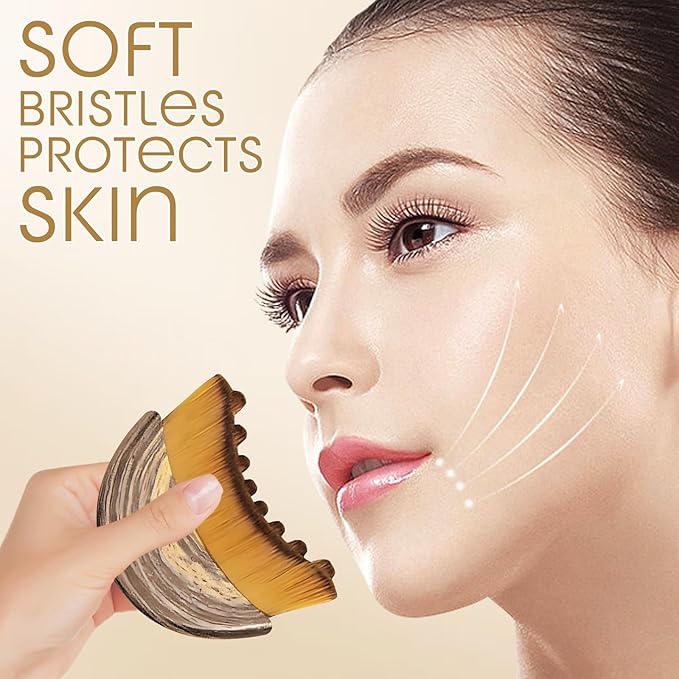 2PCS Lymphatic Contour Face Brush - Ultra-Soft Bristles for Chin & Jawline Sculpting, Facial Lymphatic Drainage Massager, Ergonomic Design