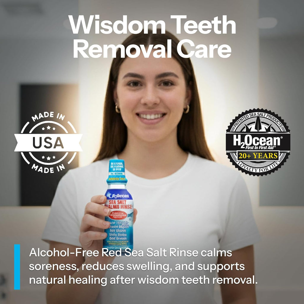 2 Pack H2Ocean Healing Rinse Mouthwash- Great Tasting Sea Salt & Xylitol Mouth Wash for Fresh Breath & Dry Mouth - Alcohol & Fluoride Free - Arctic Ocean Mint 16oz