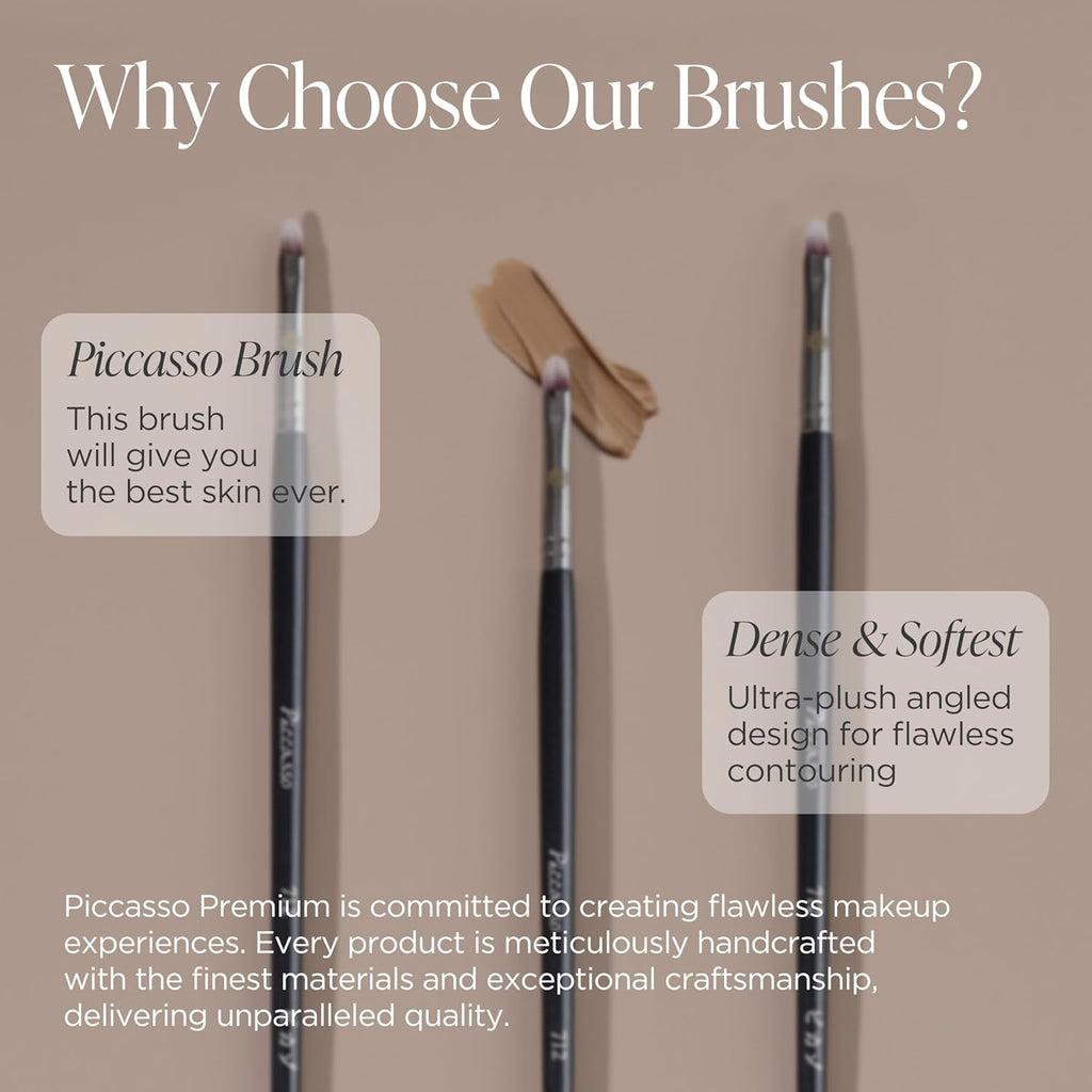 Piccasso 712 Concealer Brush – Precision Brush for Spot Coverage, Under Eye Concealer, and Lip Line Detailing, Ideal for Cream and Liquid Concealers, Korean Face Makeup Tool