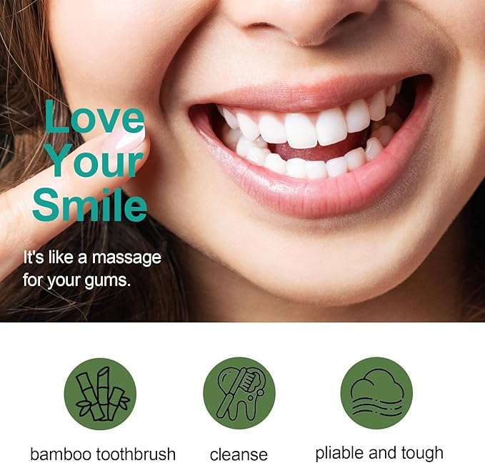 Extra Soft Bamboo Toothbrush,Natural Soft Toothbrushes for Adults,Micro Nano10000 Bristles Toothbrushes for Sensitive Gum,Fully Biodegradable,4 Pack