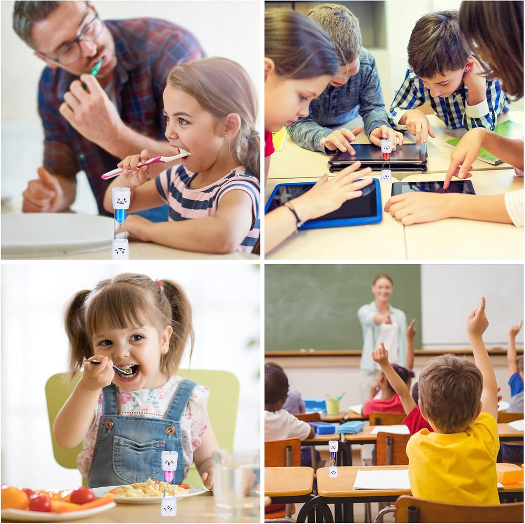 28PCS Brushing Teeth Timer Set, 7 Colors Colorful Hourglass Sand Clock,2mins Cute Smile Face Kids Sand Timer for Classroom Games Home Office,Smiling Toothbrush Timer for Kitchen Cooking, Decoration