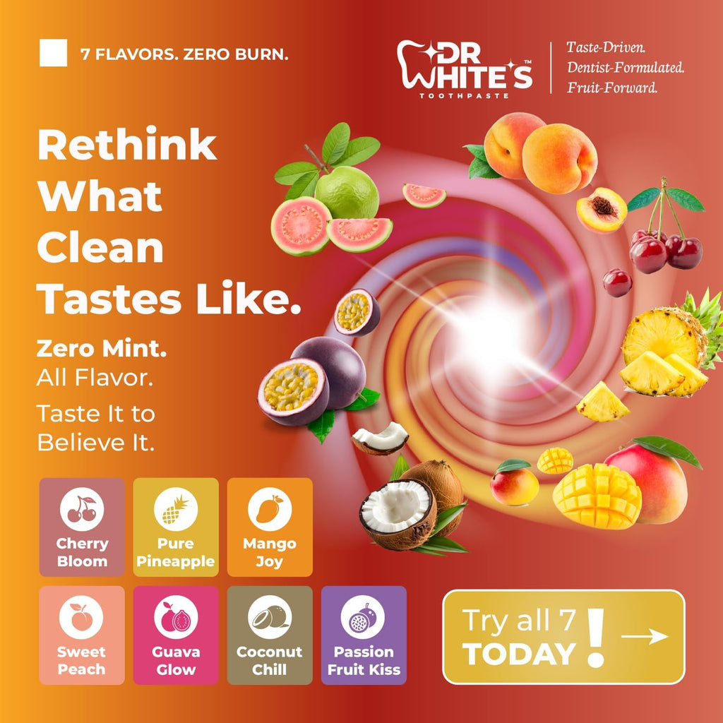 Dr. White’s Fluoride-Free nHA Toothpaste 3-Pack; Dentist-Formulated, Nano Hydroxyapatite + Xylitol, Sensitivity Relief Complex™, Mint-Free, Enamel Safe, Swallow-Safe (3.5 Oz, Pure Pineapple)