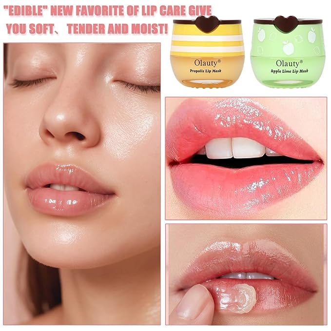 6 PCS Bee Lip Balm Honey Pot,Honey Lip Balm Lip Mask,Propolis Moisturizing Lip Sleeping Mask Reduces Lip Lines,Hydrating Prevention Dry and Cracked Lip Scrubs Exfoliator