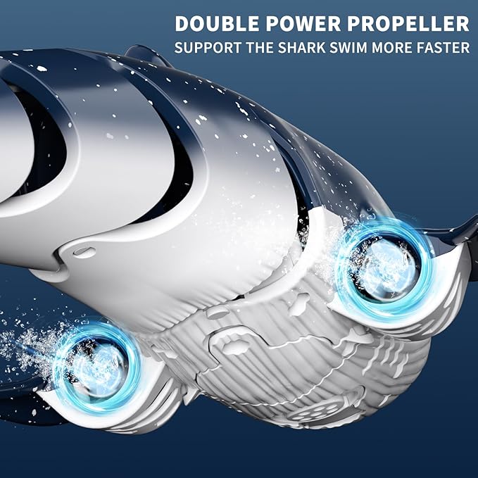 2.4Ghz Remote Control Whale Shark Toys for Boys Kids, 1:18 Scale High Simulation Whale Shark for Pool, Electric RC Shark Fish Toys with Light & Spray Water Function for 4 5 6 7 8 9 Year olds Kid