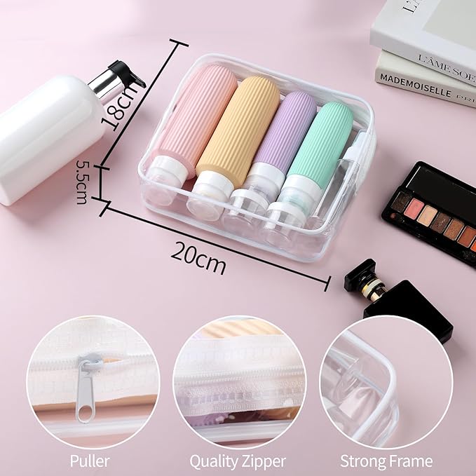 16 Pack Travel Bottles for Toiletries, Large 6oz Silicone Travel Containers, Leak Proof Refillable Liquid Shampoo And Conditioner Travel Essentials