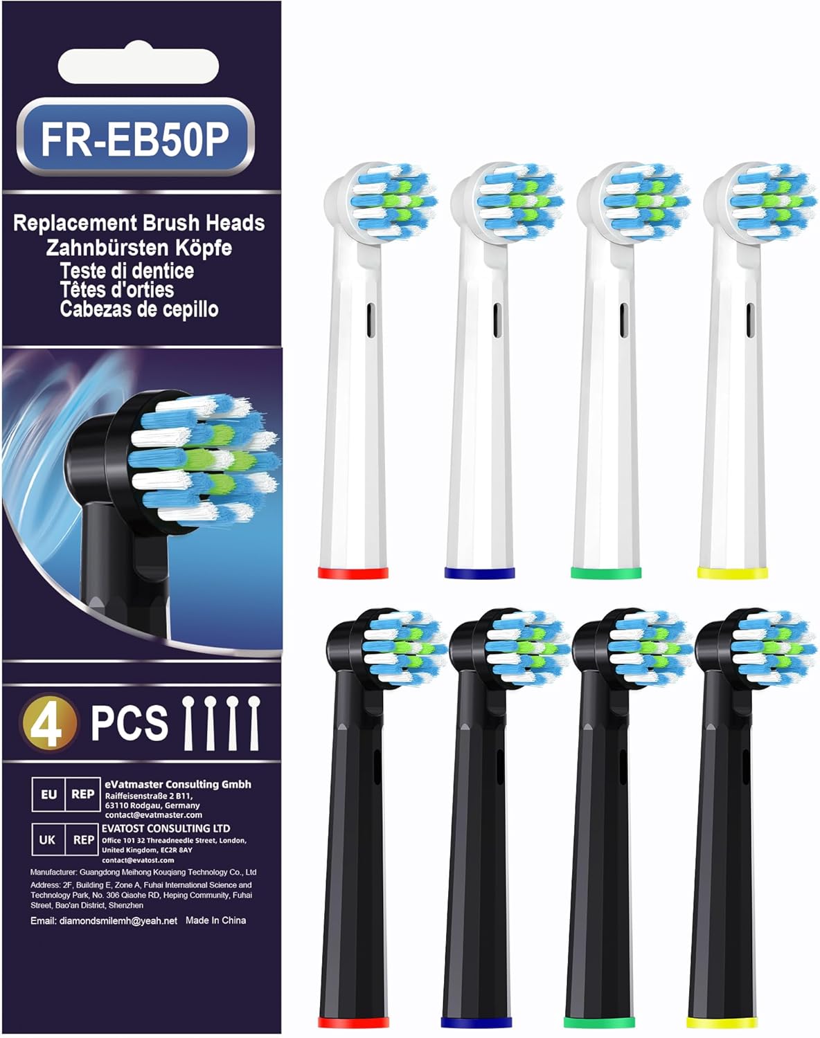 8 Pcs Replacement Toothbrush Heads Compatible with Braun Oral B Pro 1000/7000/9600, Precision Senesitive Brush Heads Compatible with Oral B Genius X and Smart 1500 Electric Toothbrush (Black+White)