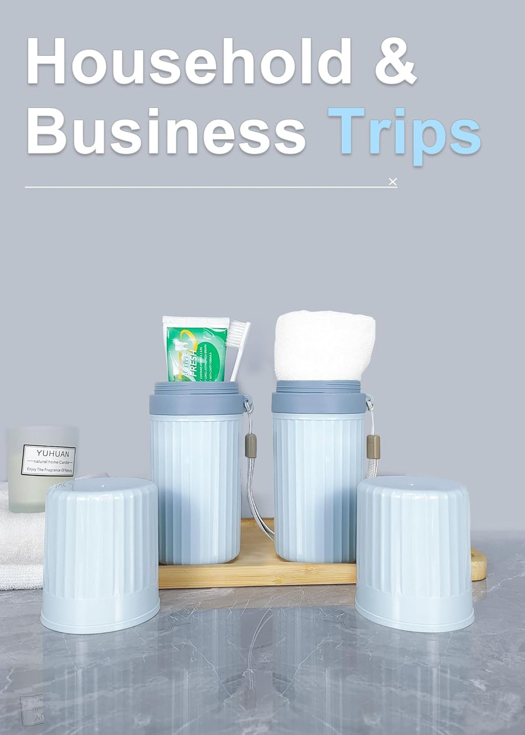 Toothbrush Travel Case, Blue Travel Toothbrush Cup Holder for Toothbrush and Toothpaste, Portable Travel Toothbrush Container for Traveling Camping Business School