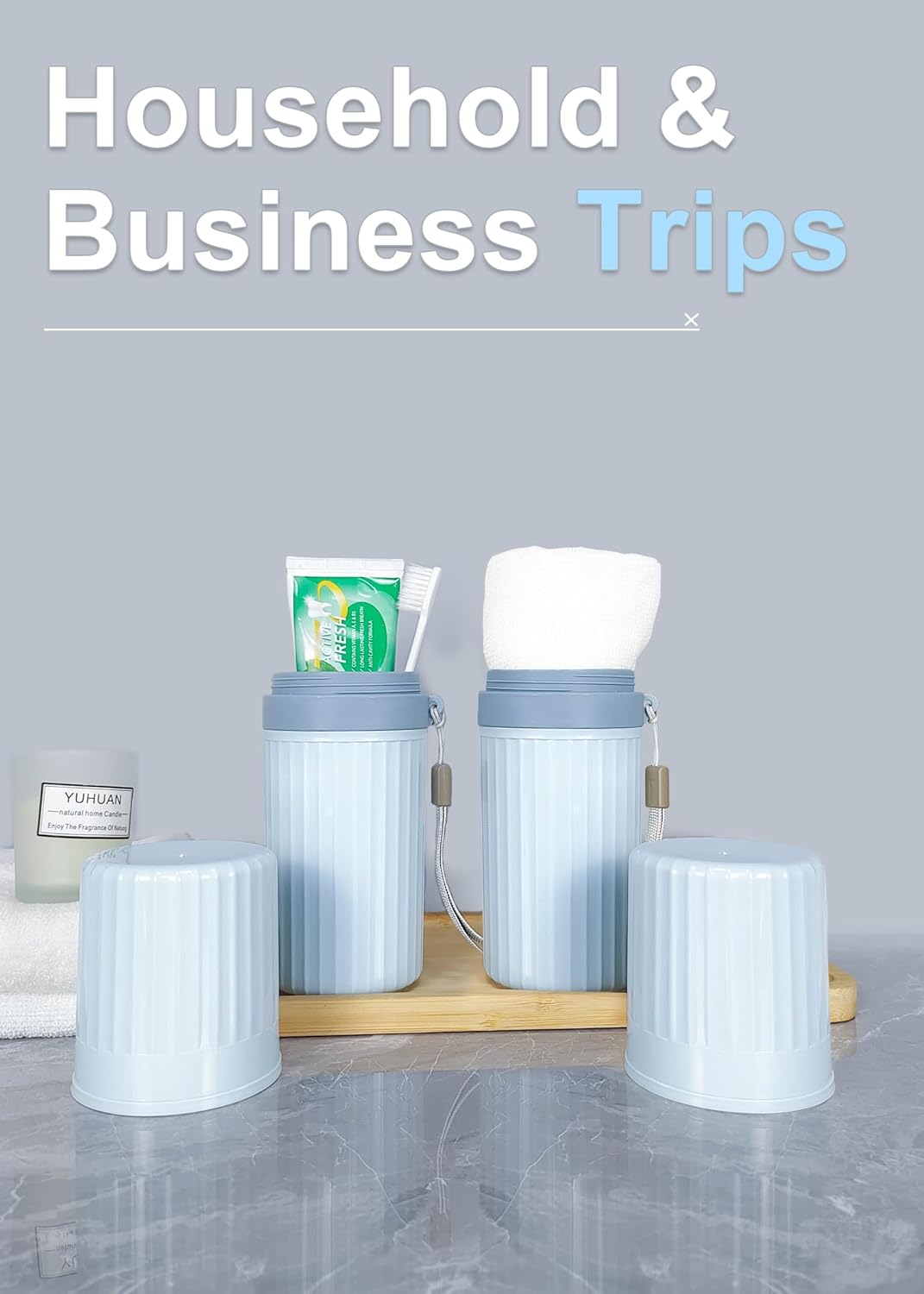 Toothbrush Travel Case, Blue Travel Toothbrush Cup Holder for Toothbrush and Toothpaste, Portable Travel Toothbrush Container for Traveling Camping Business School