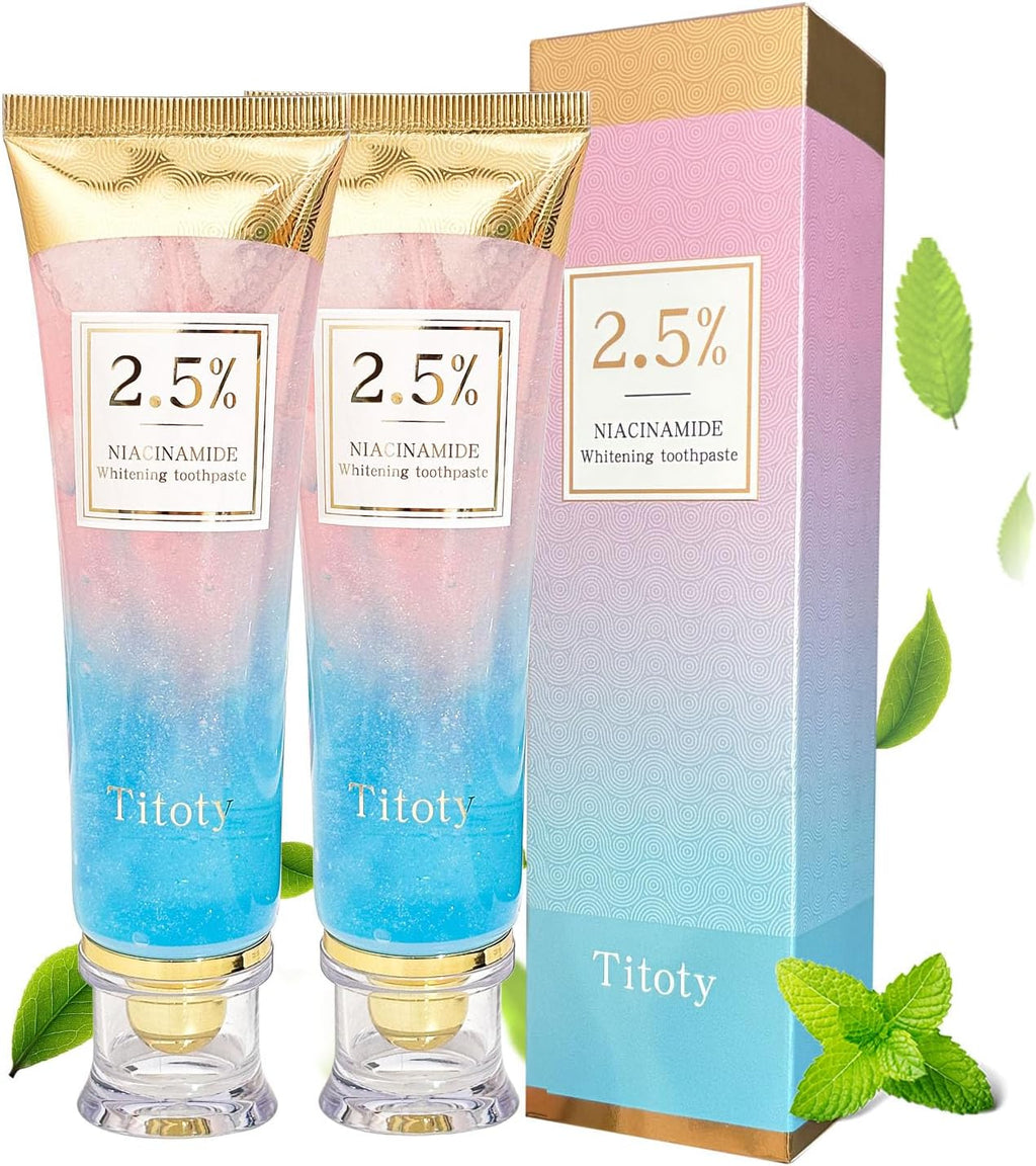 2pcs Niacinamide Whitening Toothpaste, 2.5% Niacinamide Intensive Whitening Toothpaste with Natural Gentle Care Deep Stain Removal Clean Mint Flavor, Improves Gum Health, Fresh Breath (2)