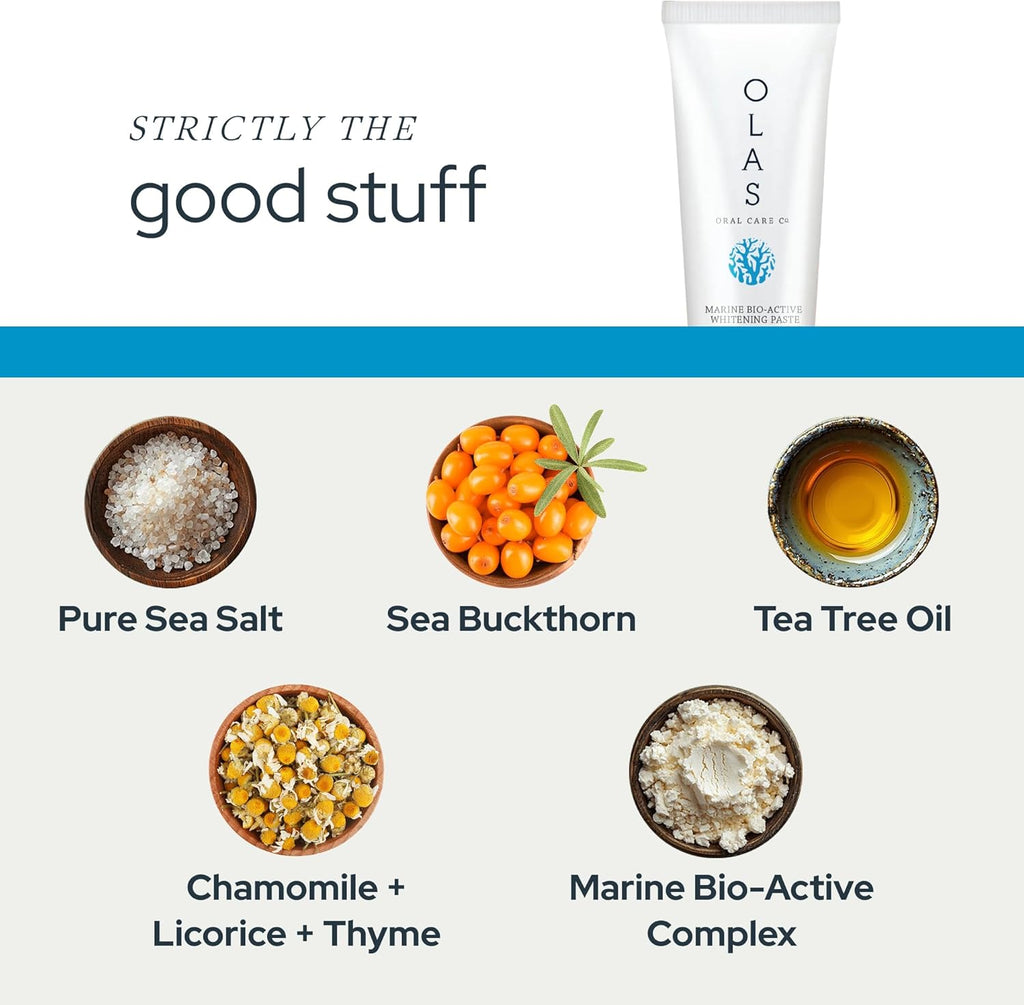 OLAS Marine Sea Mint Bio-Active Toothpaste - Fluoride Free Toothpaste - Promote a Healthy Oral Microbiome & Natural Fresh Breath - SLS Free & Dentist Formulated (3.5oz)