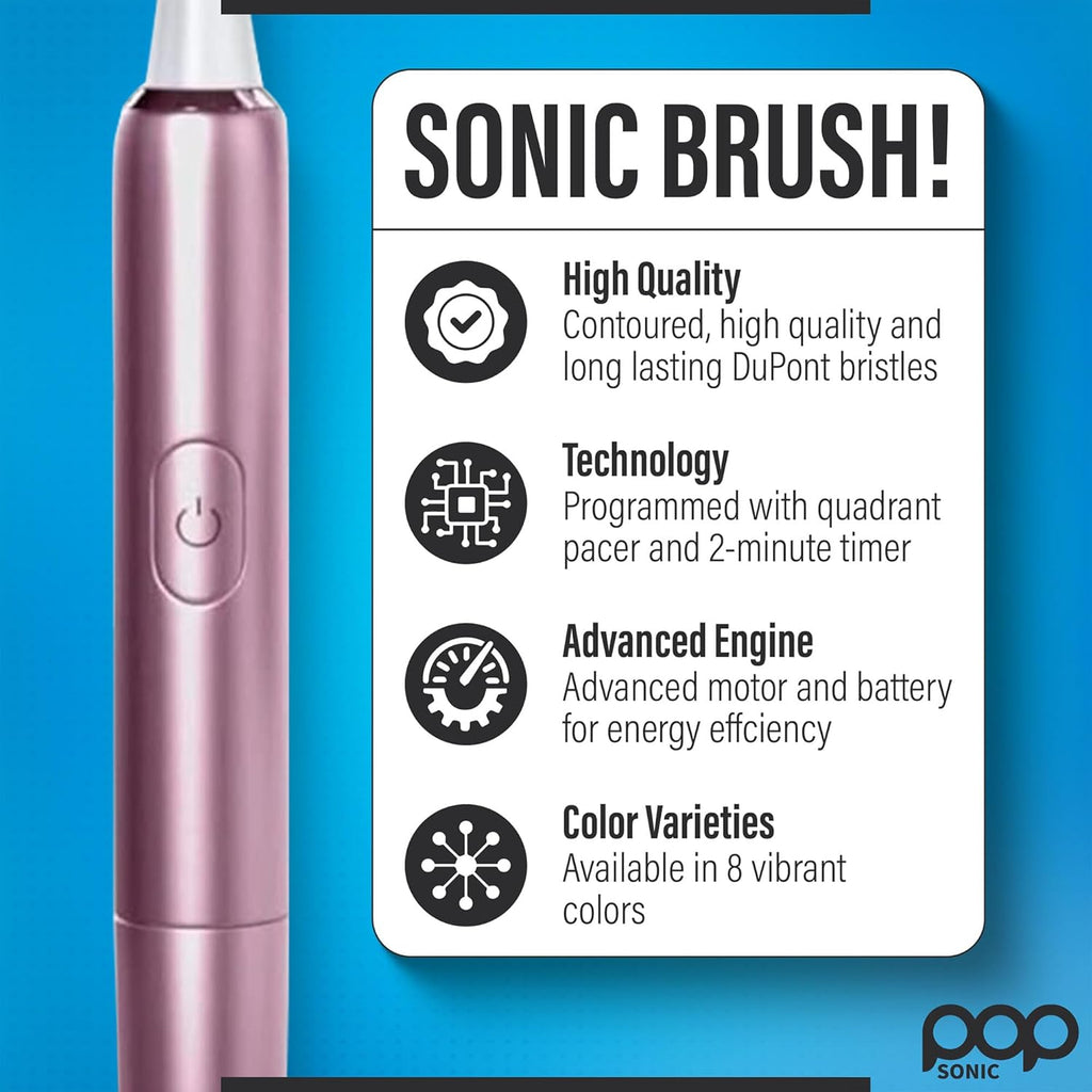 Go Plus Sonic Toothbrushes for Adults w/Electric Toothbrush Case - Electric Toothbrush for Adults & Kids - Sonic Toothbrush w/ 2 Speeds - 18000-24000 Vibrations Per Minute (Rosy Pink)