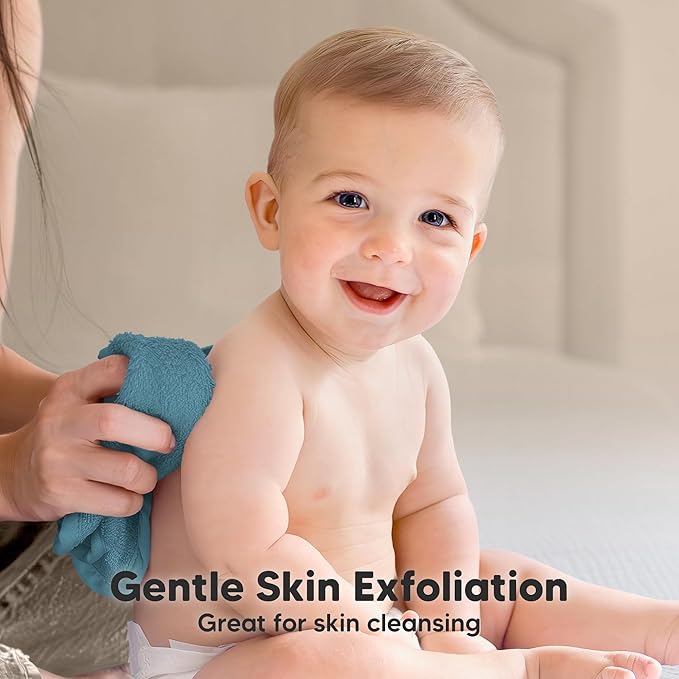 6-Pack Baby Washcloths - Soft Absorbent Viscose from Bamboo Wash Cloths for Babies, Kids, Toddlers, Infant, Newborn Bath Towels, Gentle on Sensitive Skin, 10x10 Reusable Face Towels (Aegean Blue)