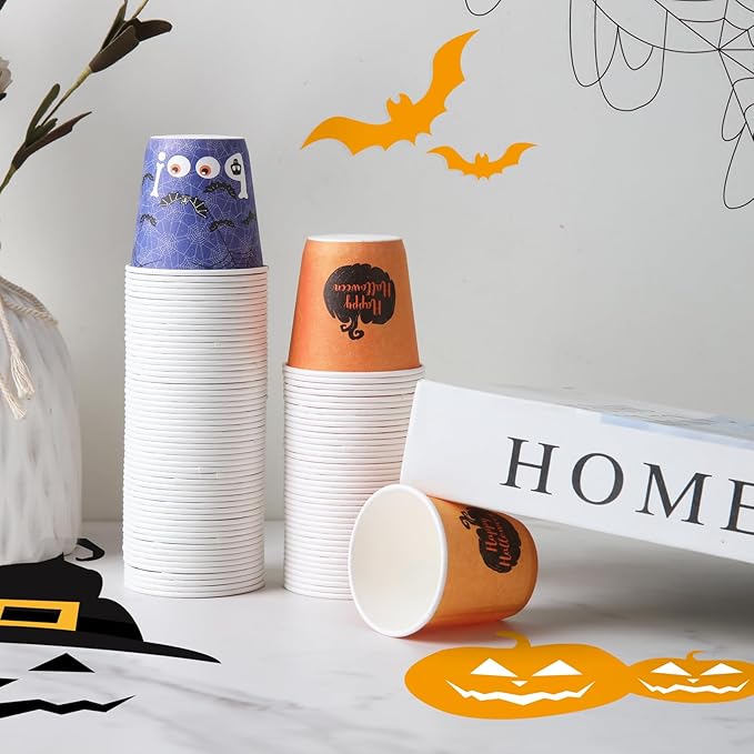 Tamone 300 Pack Halloween Cups 3 oz Bathroom Cups, Small Mouthwash Cups, 3 oz Paper Cups Disposable,3oz Orange Paper Cups for Party, Picnic, BBQ, Travel, Home and Event