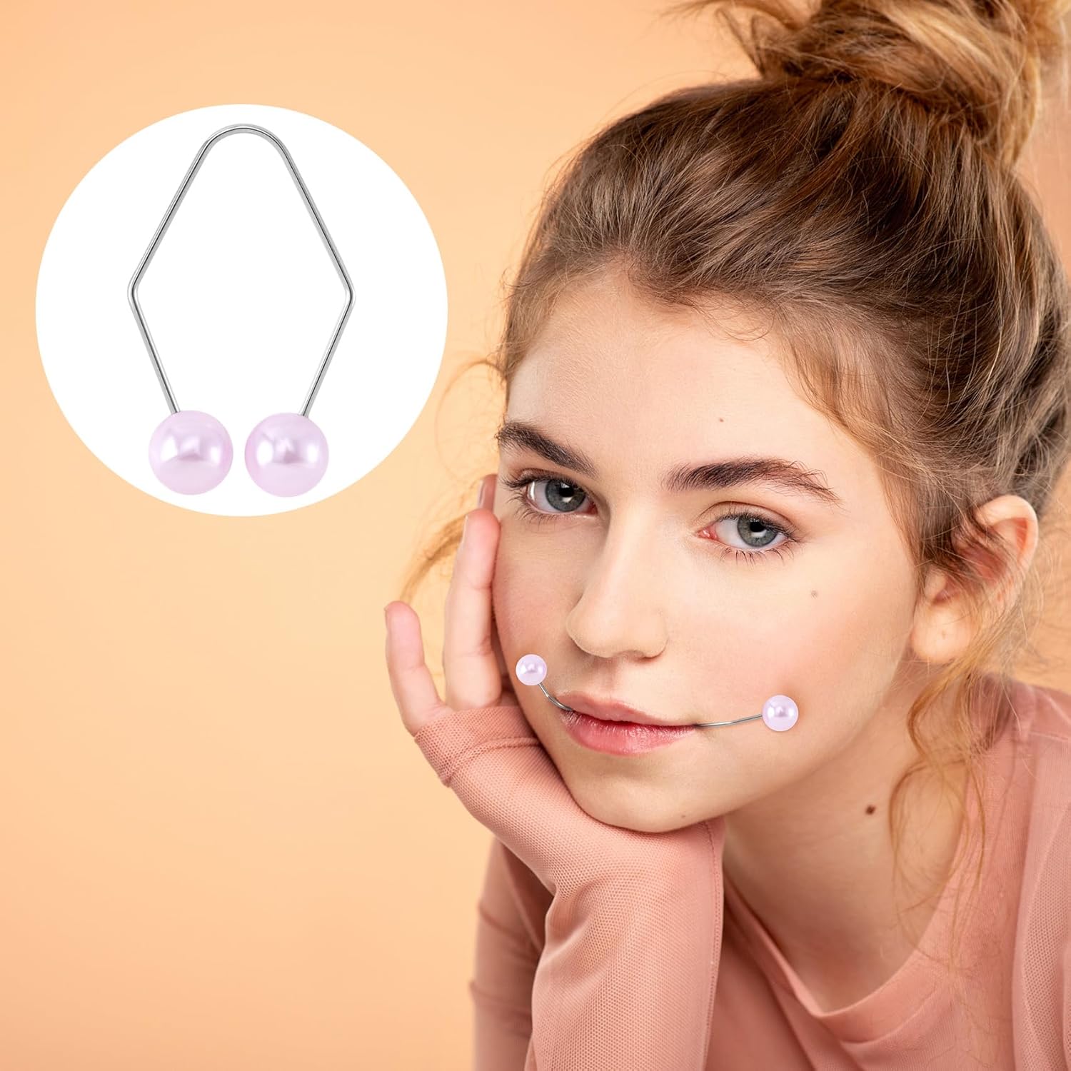 2pcs Natural Dimple Maker for Cheeks, Purple Facial Muscle Dimple Trainer Shaper, Facial Exerciser Tools for Beautiful Smile