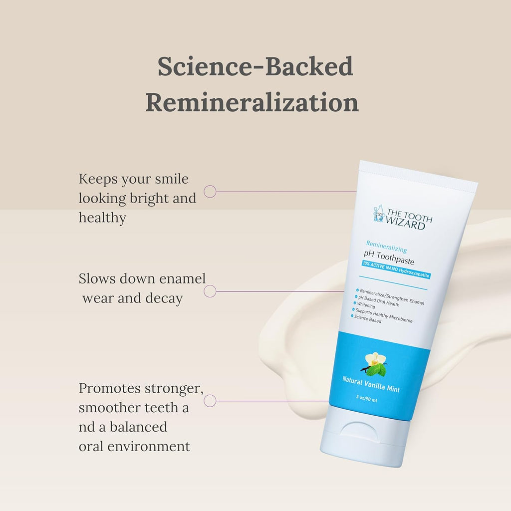 pH Balancing Toothpaste | Natural Vanilla Mint Flavor | Fluoride-Free | SLS-Free | Gentle Whitening | Supports Healthy Oral Microbiome | 3 Pack