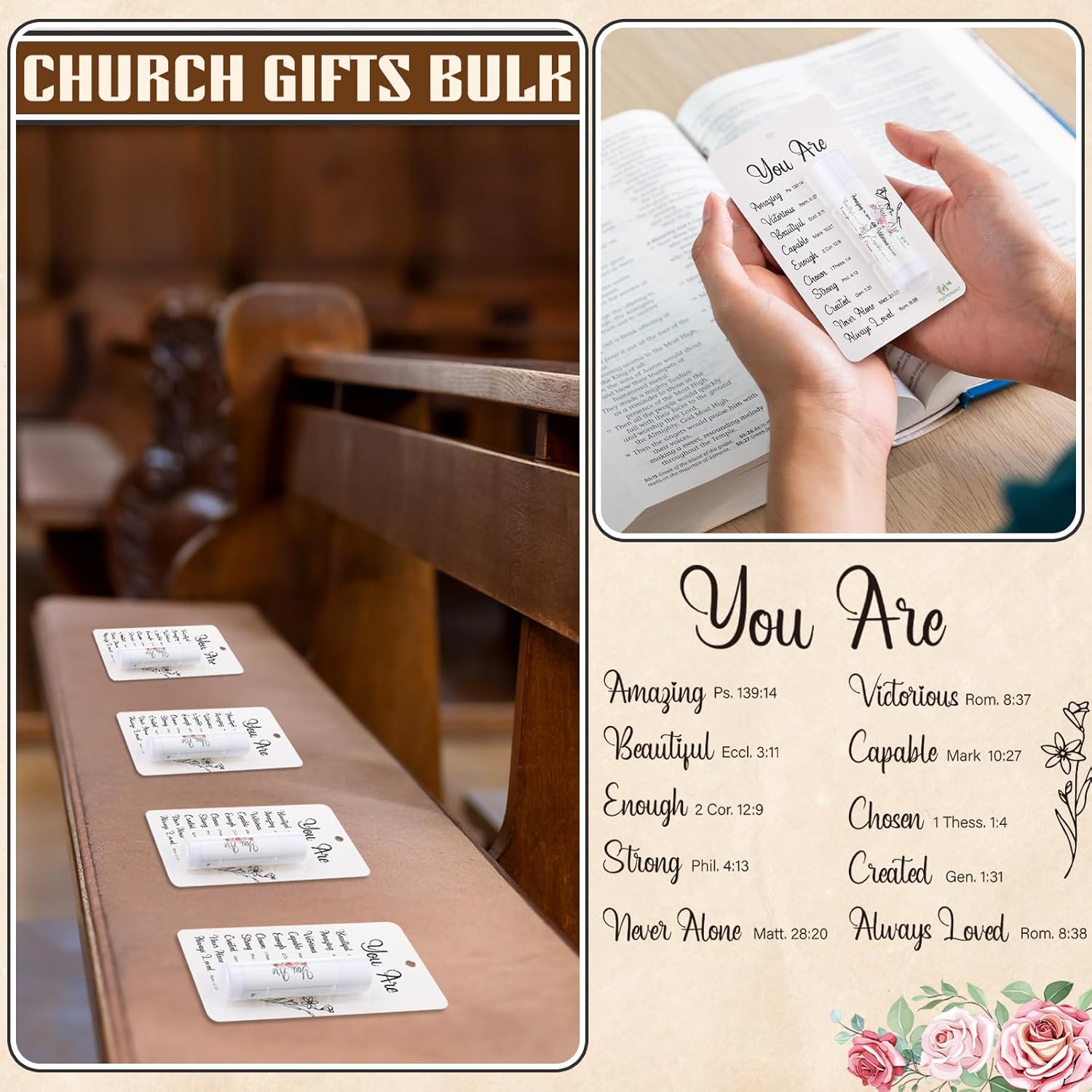 25 Pack Christian Religious Gifts Bulk Bible Verse Lip Balms 5 Flavor for Women Men Christian Religious Church Party Favors with Scripture Inspirational Gifts for Coworkers Staff (Classic)