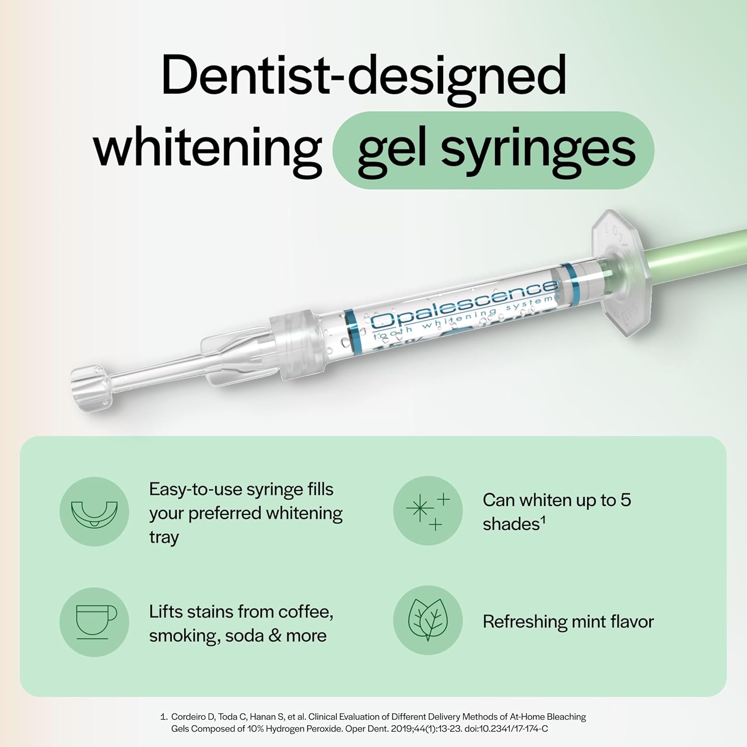 Opalescence 35% Gel Syringes Teeth Whitening - Refill Kit (8 Count) Carbamide Peroxide. Made by Ultradent, in Cool Mint Flavor. Tooth Whitening Refill Syringes 5197-4