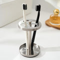 Brushed 18/8 Stainless-Steel Toothbrush Holder Stand: Rustproof Bathroom Countertop Organizer, 4 Ventilated Slots Hold Manual Toothbrushes, Razor