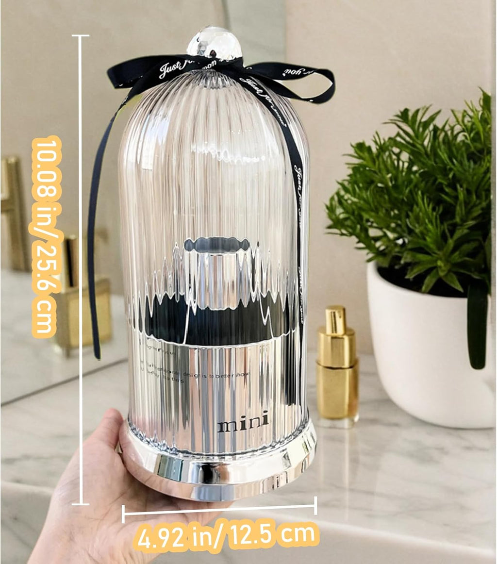 Multi Functional Rotating Toothbrush Holders with Sliding Base, 7 Slot Bathroom Countertop Organizer Perfect for Tooth Brush, Toothpaste, and Makeup Brushes Storage (Silver)