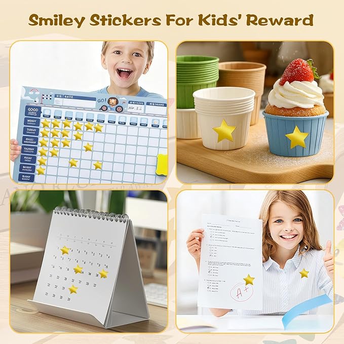 1000 PCS Star Stickers for Kids,1 inch Holographic Star Stickers for DIY, Crafts, Behavior Chart, Student Planner, School and Classroom Teacher Supplies (Gold-Stamped Star)