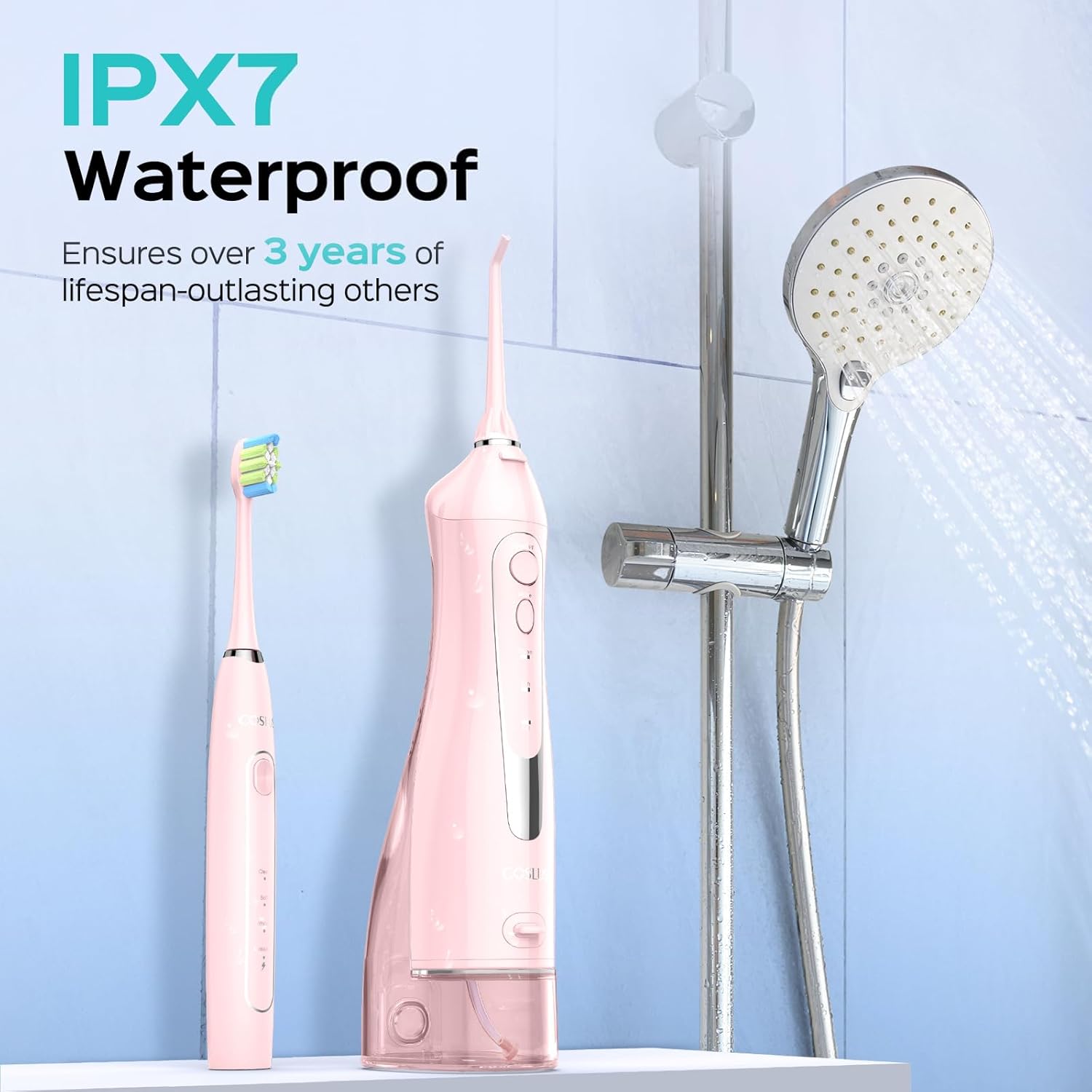 COSLUS Portable Water Flosser with Electric Toothbrush Combo: 2-in-1 Oral Clean Kit for Teeth, Braces, Gums Care - Brushing & Flossing for Adults, Family, Travel Use, BPA-Free, Black, C20 & C41