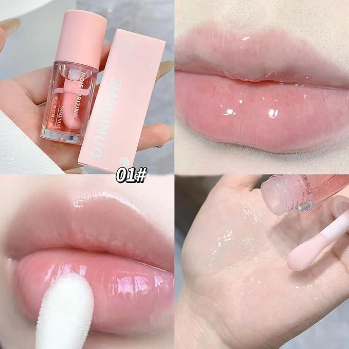 Dulele Plumping Lip Glow Oil Fruit Flavoured Transparent Toot Lip Gloss, 4PCS Moisturizing Hydrating Lip Oil Long Lasting Lip Balm and Tinting for Dry Lips
