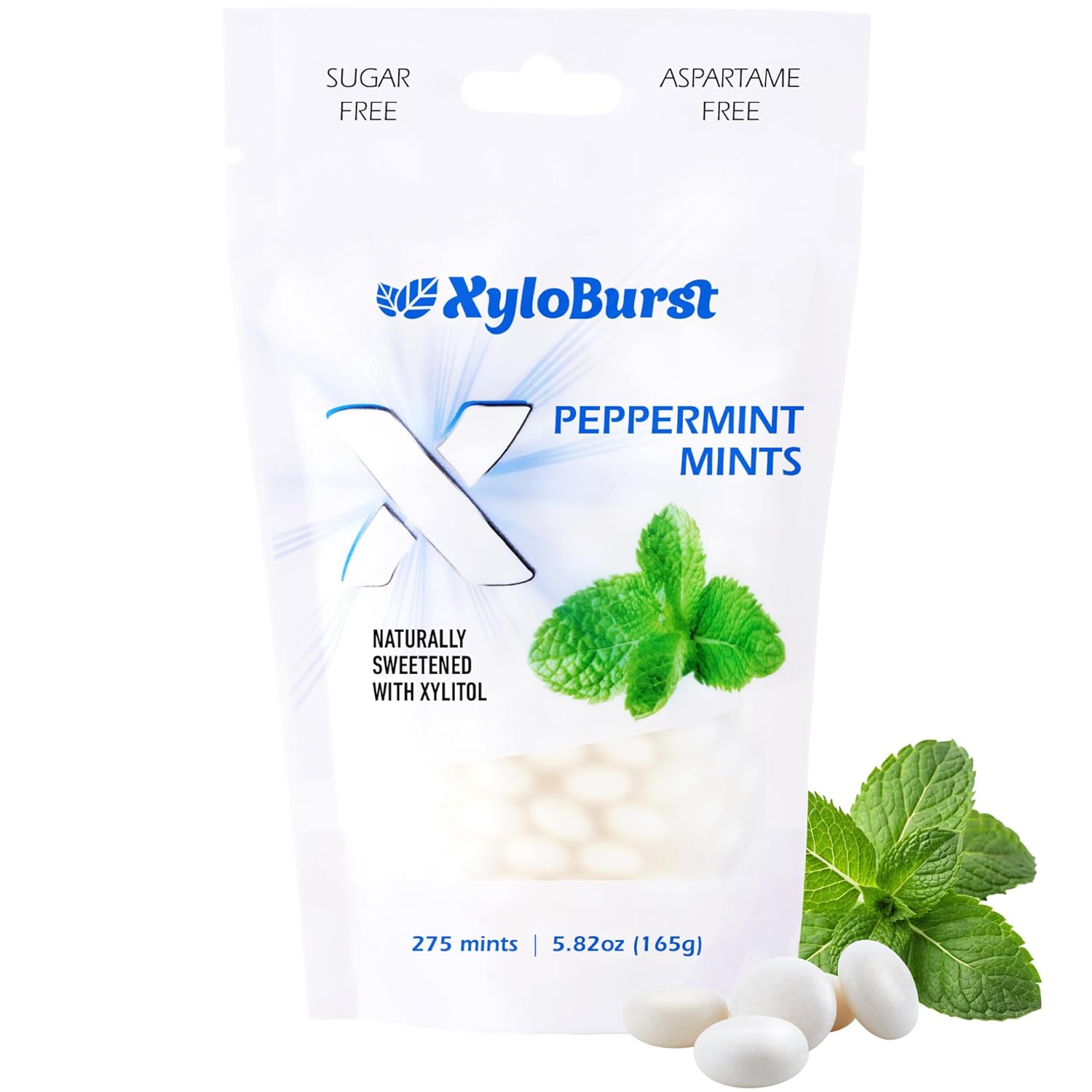 Xyloburst - Xylitol Mints | Sugar Free Breath Mints for Oral Health | Gluten Free, Vegan, Keto Friendly | Aspartame Free Mints | Peppermint | 275 Count