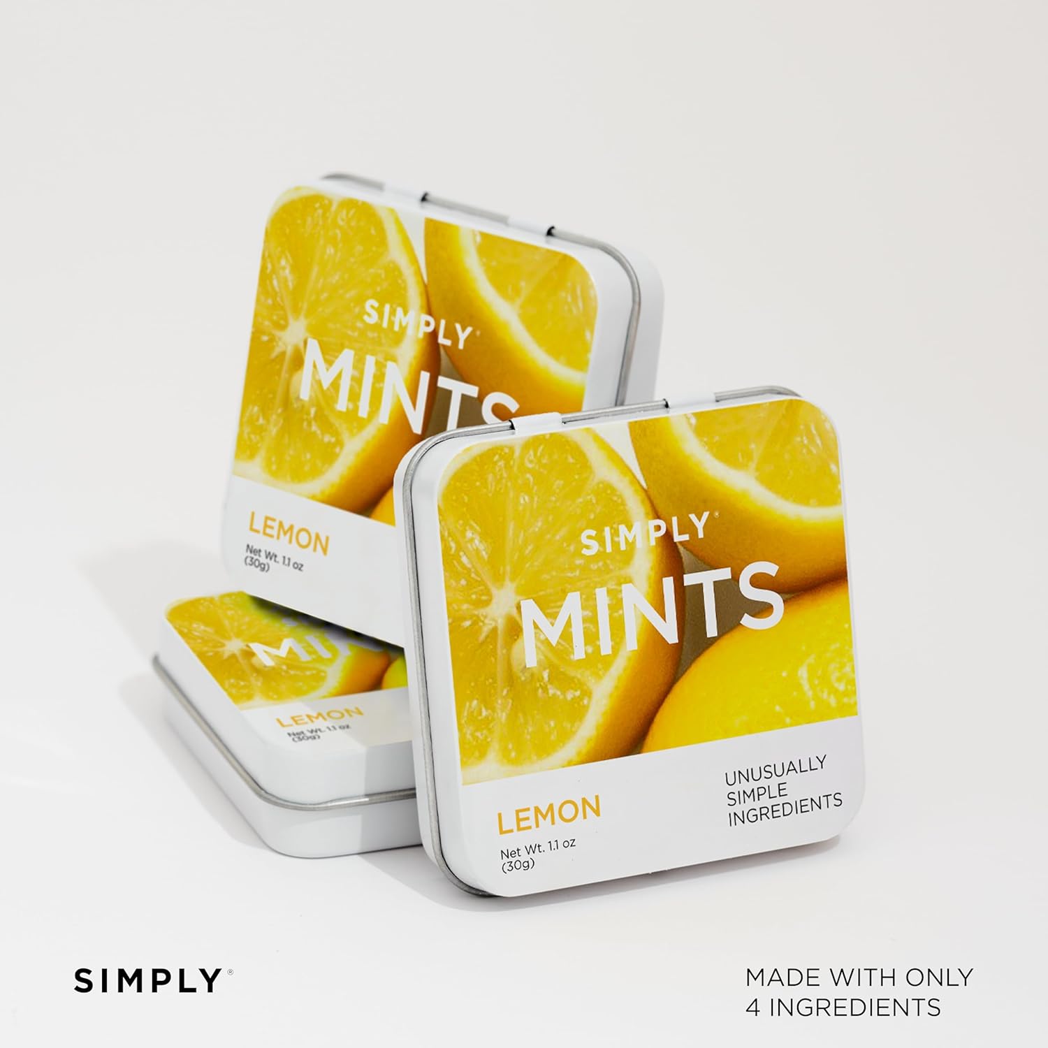 SIMPLY Mints | Lemon Breath Mints | Pack of Six (180 Pieces Total) | Zesty & Refreshing + Aspartame-Free + Vegan + non-GMO