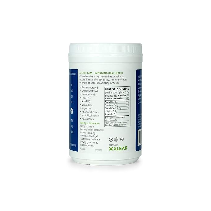 Spry Fresh Natural Xylitol Chewing Gum Dental Defense System - Aspartame-Free, Sugar-Free, Non-GMO, Gluten-Free (Peppermint, 550 Count - Pack of 3)