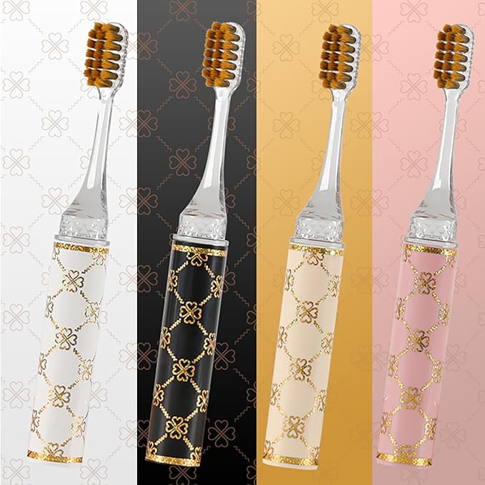 Foldable Travel Toothbrush Set,Compact Head,Mini Toothbrush with Toothbrush Case,Soft Bristled Travel Toothbrushes for Adults (Printed Handle 4PCS)