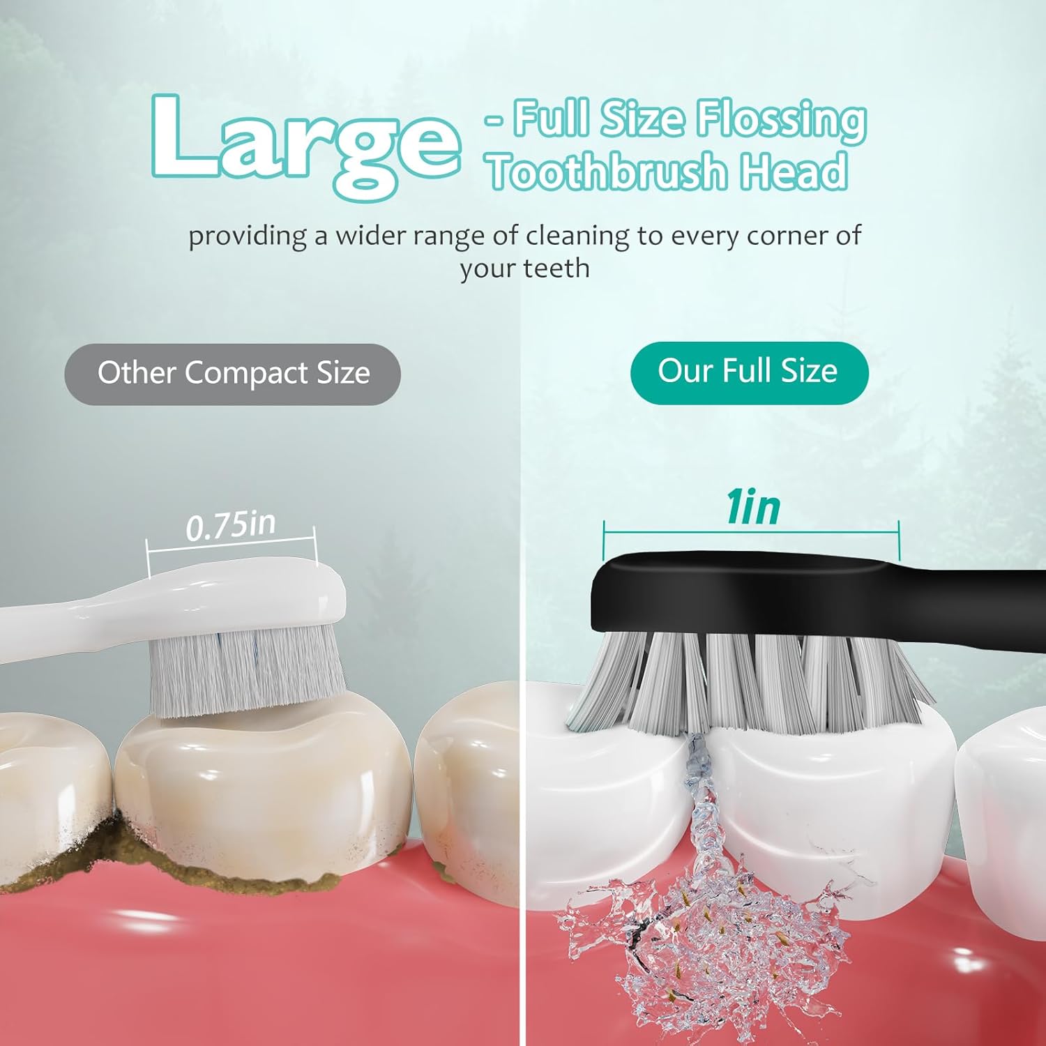 Replacement Heads for Water pik Sonic Fusion 2.0, Extra-Large Size Flossing Toothbrush Head fit for Water pik SF-01 SF-02 SF-03 SF-04 (Black, 5 Count)