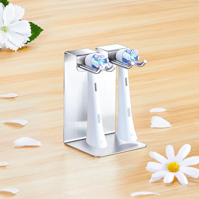 Electric Toothbrush Head Holder, Electric Tooth Brush Stand, Toothbrushes Holder, Electric Toothbrush Holder Wall Mounted or Desktop, Shower Tooth Brush Head Holder Storage (Silver)