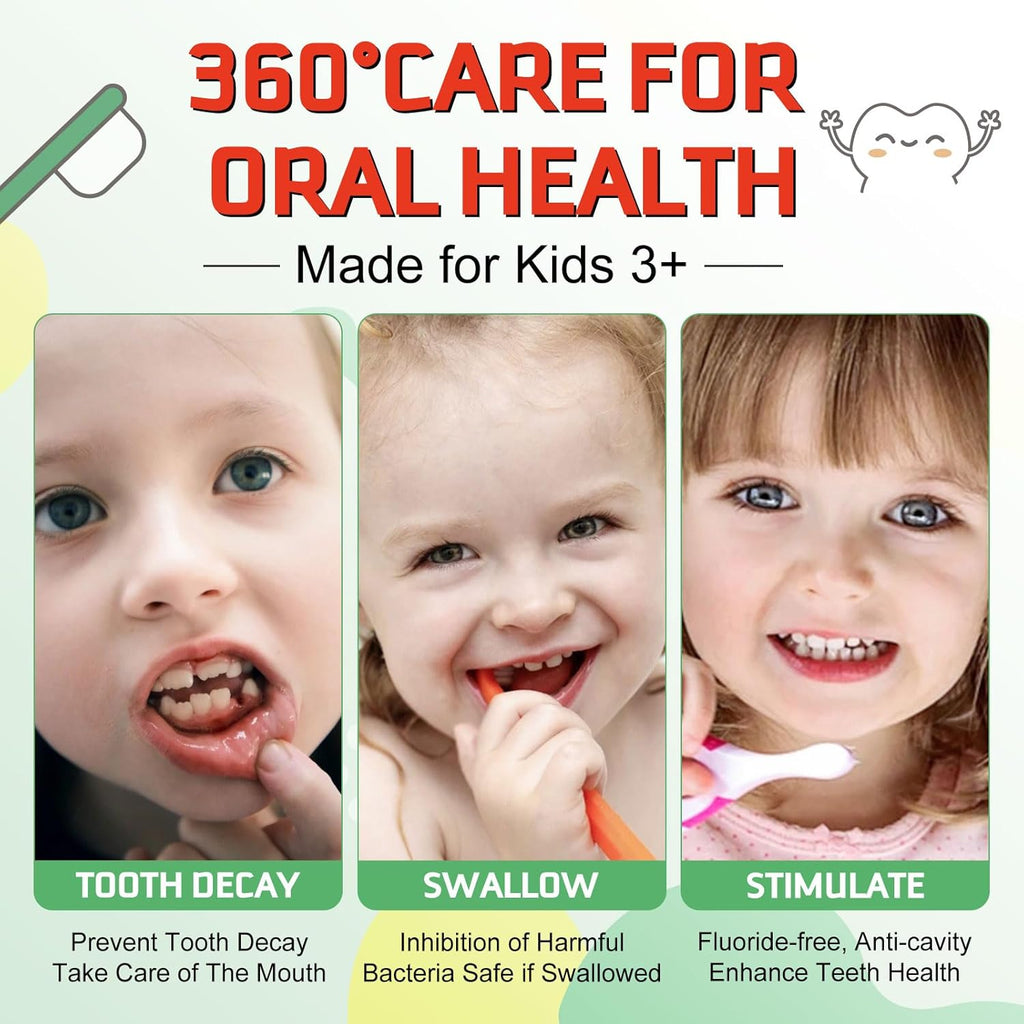 Foam Toothpaste Kids,Toddler Toothpaste with Low Fluoride & Natural Formula to Reduce Plaque, Kids Toothpaste for U Shaped Toothbrush for Children Ages 3 Plus (120 ML, Watermelon)