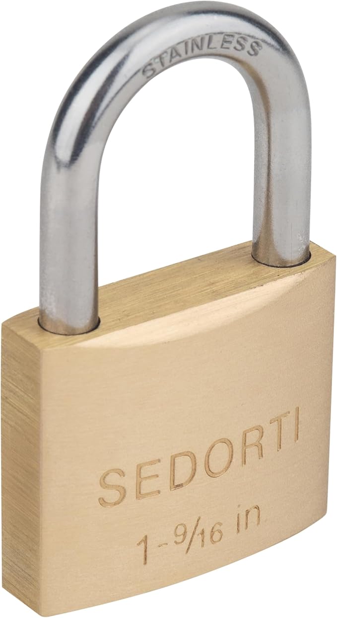 Outdoor Weatherproof Padlock with Stainless Steel Shackle and Solid Brass Body, Marine Grade Rustproof Lock for Sheds, Storage Unit School Gym Locker, Fence, Toolbox, Hasp Storage