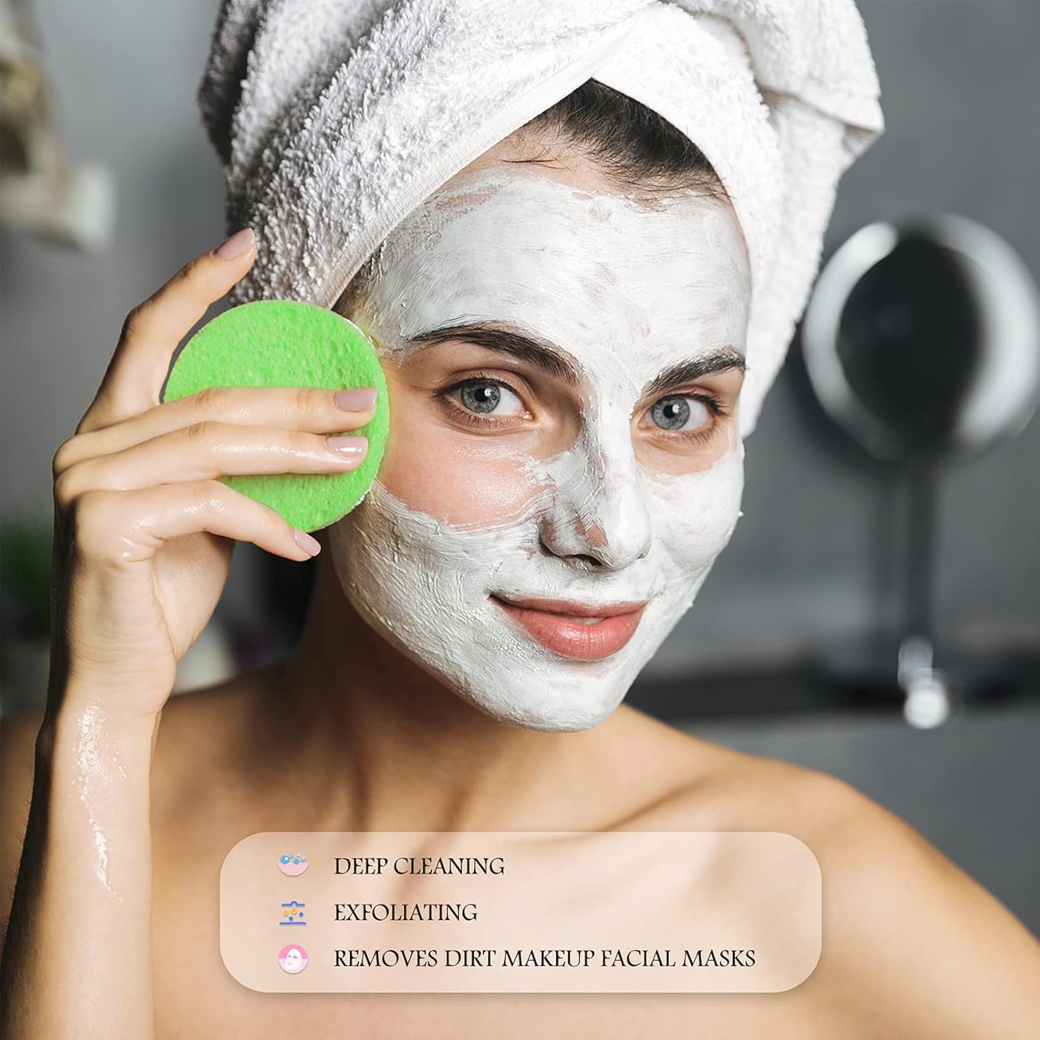 Patelai 120 Pieces Compressed Facial Sponge for Estheticians Face Makeup Removal Cleansing Sponge Pad Exfoliating Spa Wash Round Facial Cleansing Pads Supplies(Green)