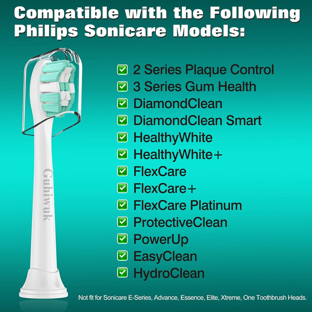 Toothbrush Heads for Philips Sonicare Replacement Heads, C2 Brush Head Compatible with Phillips Sonicare Click-on 4100 5100 6100 Electric Toothbrush, 4 Pack, White