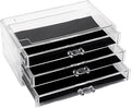 Sea Team Clear Makeup Organizer with Drawers, Acrylic Plastic Cosmetic Display Case, Jewelry Storage Box, Holder for Dresser, Bathroom, Vanity, Countertop (3 Middle Drawers)