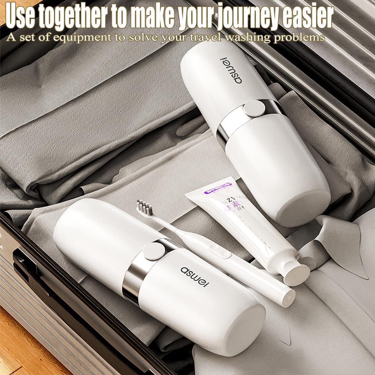 Travel Toothbrush Cup Case,Portable Toothbrush Holder and mouthwash cup Travel Toothbrush Container,Toothbrush box set with exhaust button,for Camping, Traveling, Home, School, Business