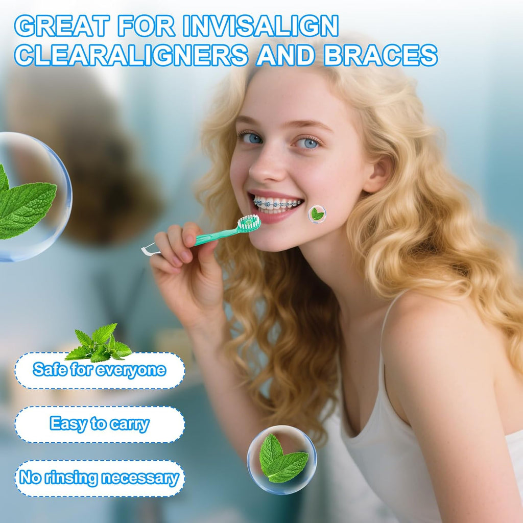 5 in 1 Toothbrush & Floss, 26Pcs mini toothbrushes with Toothpaste, All in one Oral Care on The go, 5 in 1 mini Brush, Toothpaste and Floss, Disposable Travel Toothbrush Set (2)