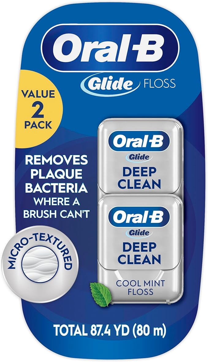 Oral-B Glide Deep Clean Cool Mint Dental Floss, Value 2 Pack (40m Each)