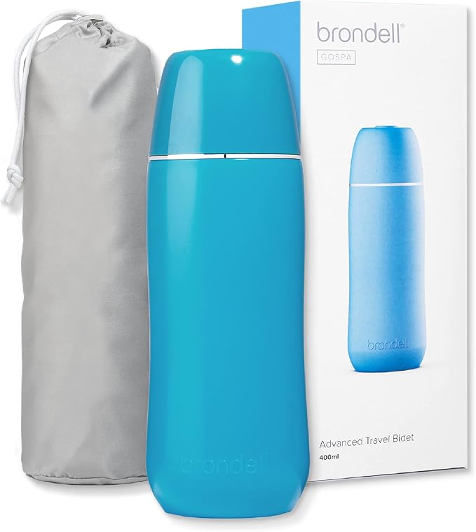Brondell GoSpa Advanced Portable Bidet for Travel–Pop-Up Nozzle System –High-Quality Compact Bidet with Discreet Travel Bag for Convenient Storage–400mL, Blue