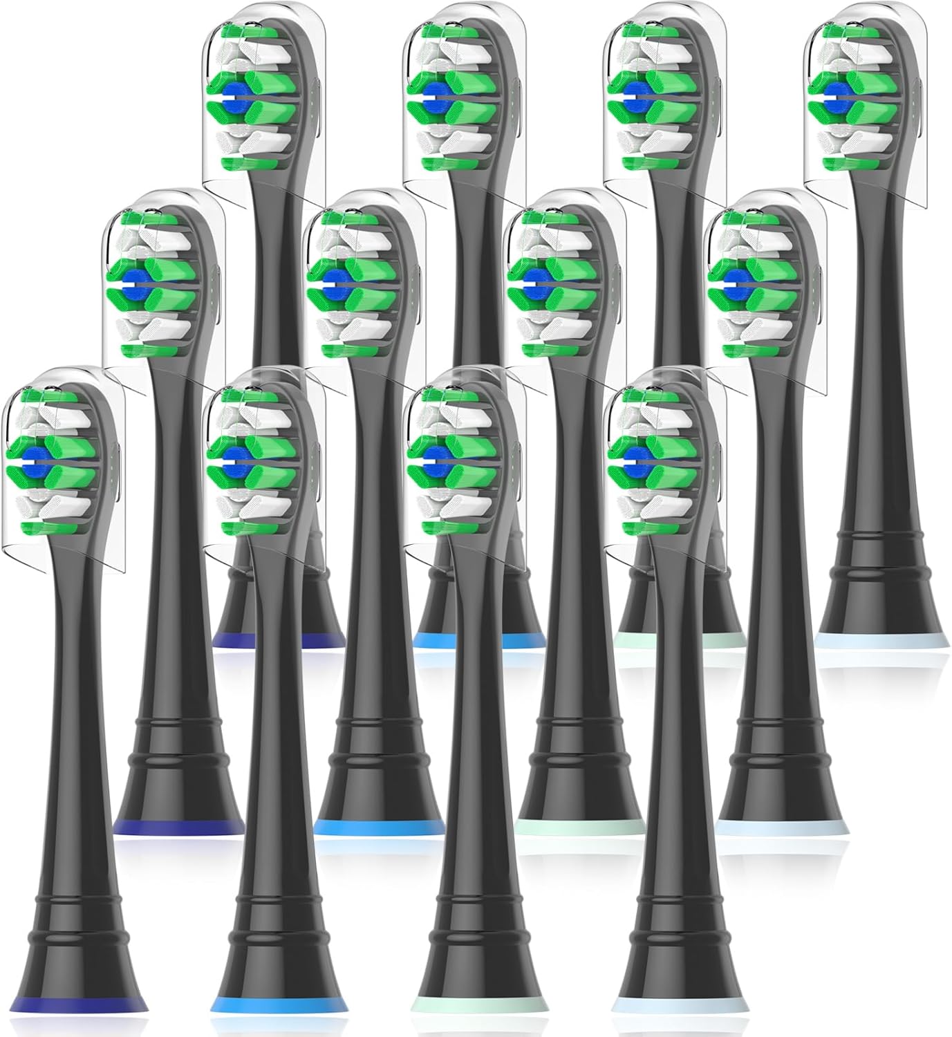 Replacement Toothbrush Heads Compatible with AquaSonic Black Series Vibe Series Duo Pro Elite Series Electric Toothbrush, 12 Count, Black